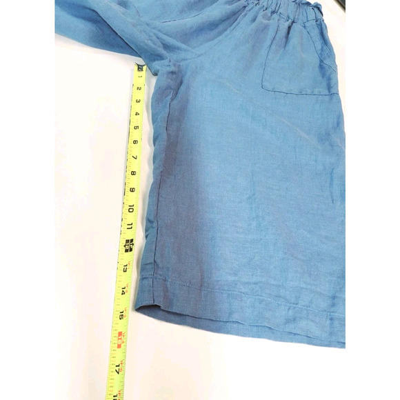 Len Ok Pants Womens Small 100% Linen Elastic Waist Wide Leg Crop Pockets Capri - Picture 7 of 8